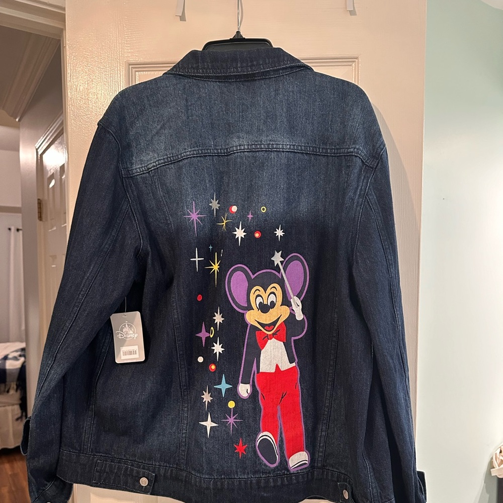 Disney Women’s Jean Jacket with Pins & Mickey Detail